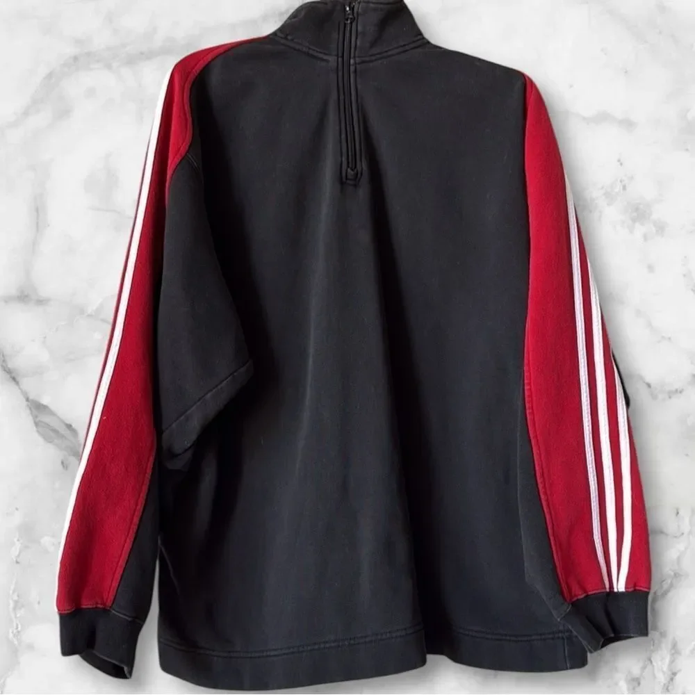 Adidas Men’s Vintage Quarter-Zip Jacket Three Stripe Sweatshirt!